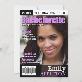 Inbjudan till Magazine Cover Lila Bachelorette