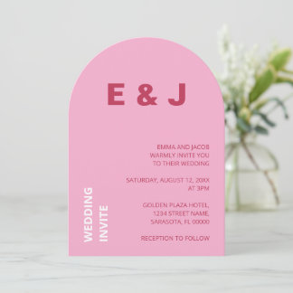 Inbjudan till magenta Rosa White Wedding