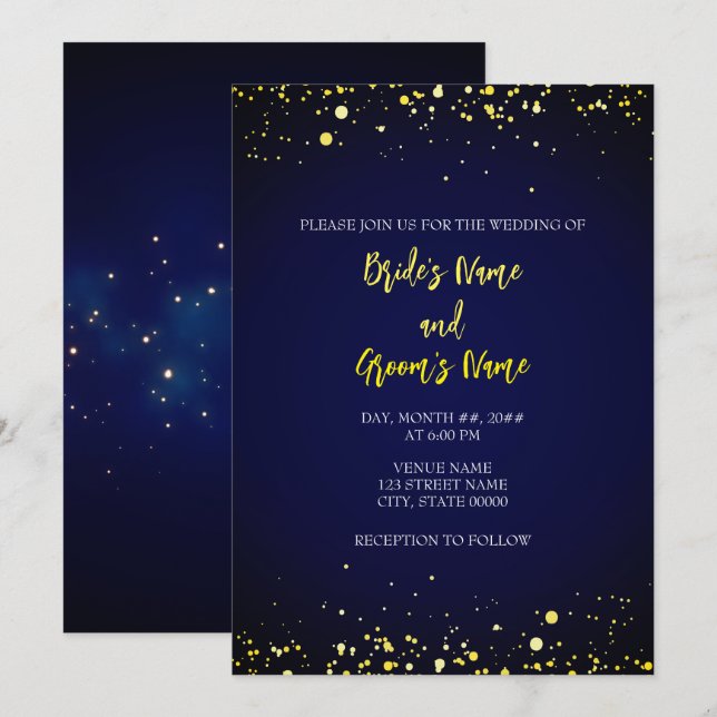 Inbjudan till Magic Starry Night Wedding (Fram/baksida)