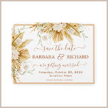 Inbjudan till MAGNET Pampas Grass Bröllop Spara -<br><div class="desc">Unik och romantisk boho pampas-gräs och dammig rosa/persikoblommor mot en vit bakgrund markerar den här blommigten Magnet Save the Date. Om du skriver i en terracotta skugga med inslag av skriptkalligrafi och specialtecken. Ett bra designval för att ange tonen för bröllop firande. Om du vill ha designfrågor eller ytterligare anpassning...</div>