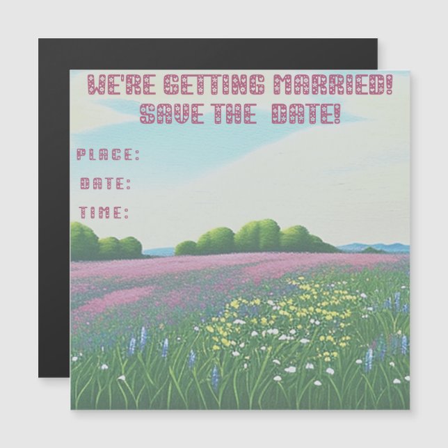 Inbjudan till målning av Wildblommor Bröllop Magnetisk Inbjudningskort (Fram/baksida)