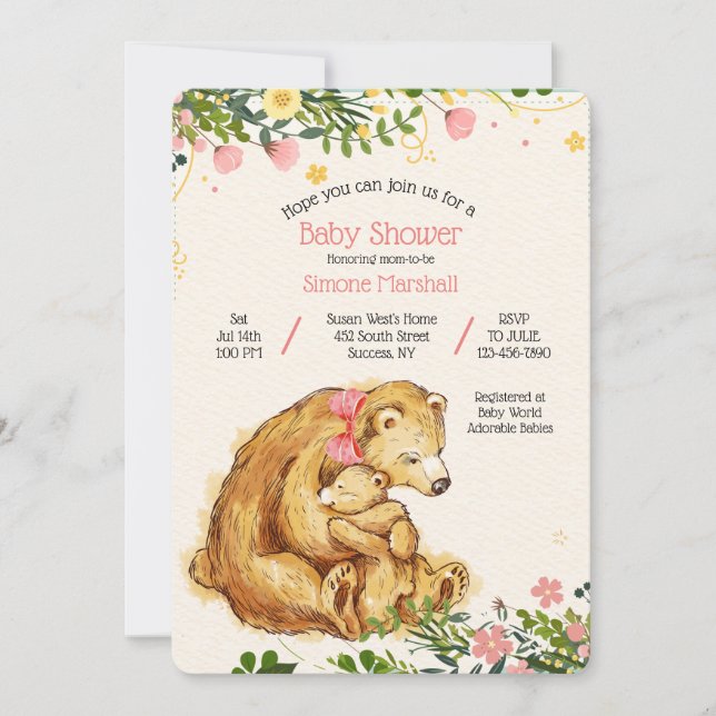 Inbjudan till Mamma Bear Baby Bear Shower (Framsida)