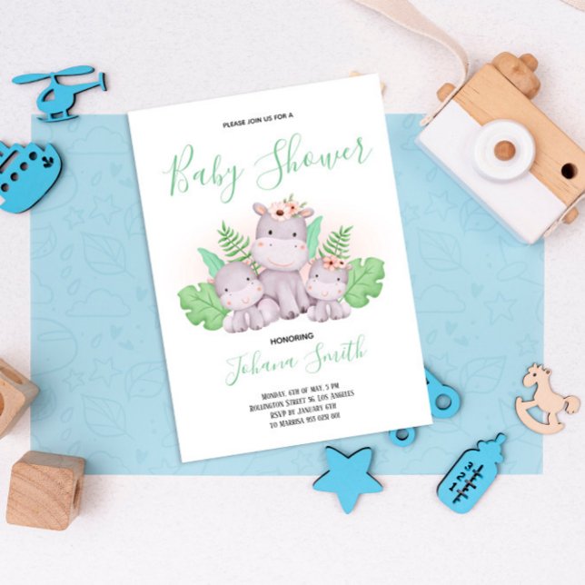 Inbjudan till mamma Hippo Safari Baby Shower (Skapare uppladdad)