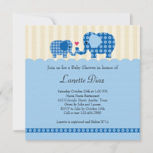 Inbjudan till Mamma och Baby Elephant Pojke Shower