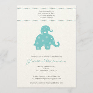 Inbjudan till Mamma och Baby Elephant Pojke Shower