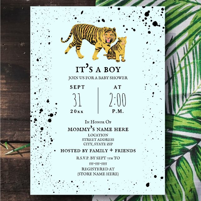 Inbjudan till mamma Tiger Blue Boy Baby Shower (Skapare uppladdad)