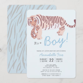 Inbjudan till Mamma Tiger & Unge Blue Boy Baby Sho