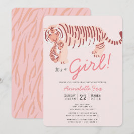 Inbjudan till mamma Tiger & Unge Rosa Baby Shower