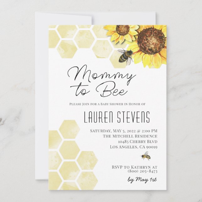 Inbjudan till mamma till Bee Baby Shower (Framsida)