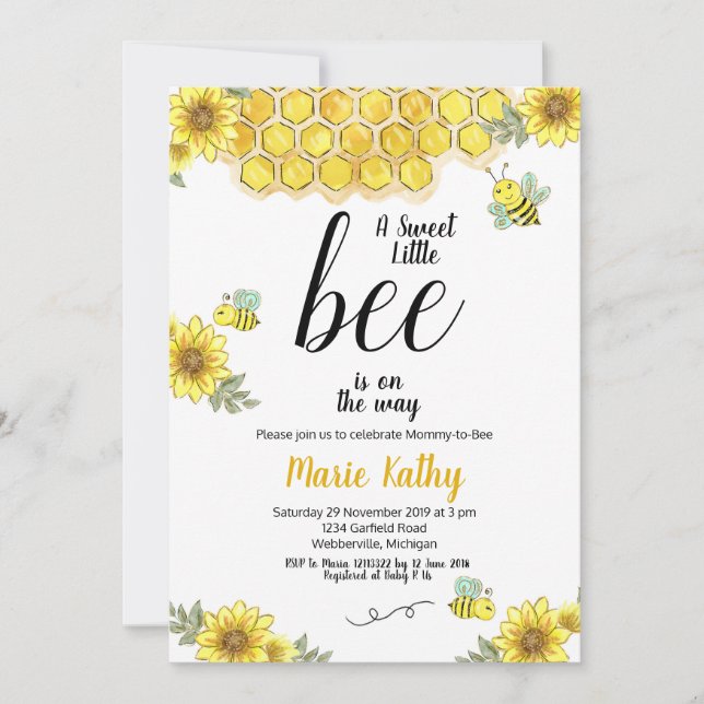 Inbjudan till Mamma-till-Bee Baby Shower (Framsida)