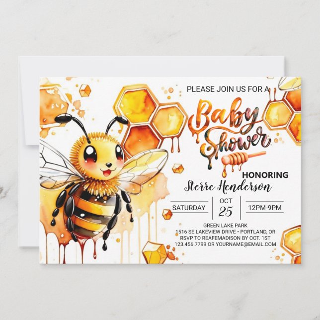 Inbjudan till mamma till Bee Baby Shower (Framsida)