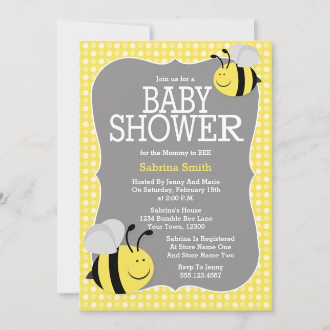 Inbjudan till mamma till Bee Baby Shower (Framsida)