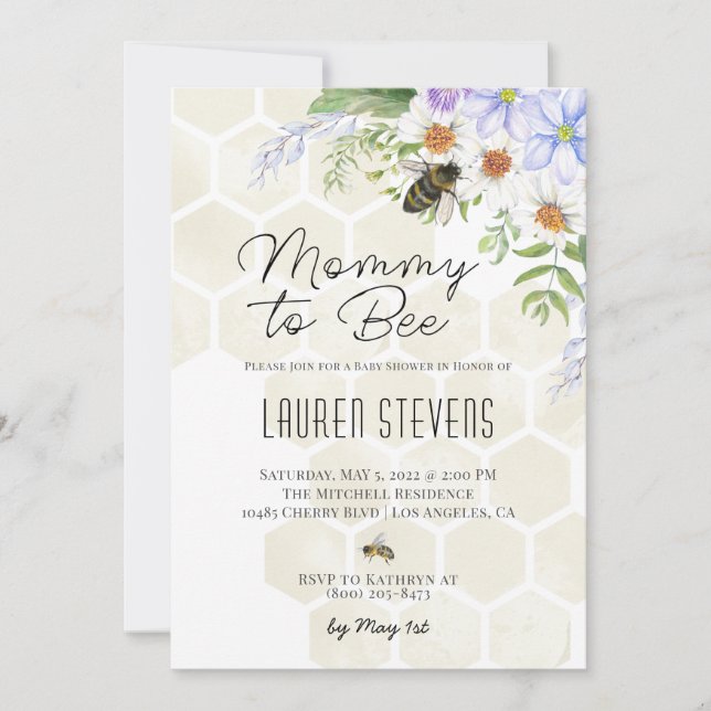 Inbjudan till mamma till Bee Baby Shower (Framsida)