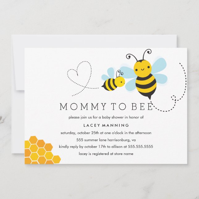 Inbjudan till mamma till Bee Baby Shower (Framsida)