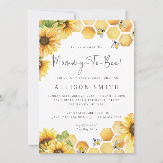 Inbjudan till mamma till Bee Baby Shower (Framsida)