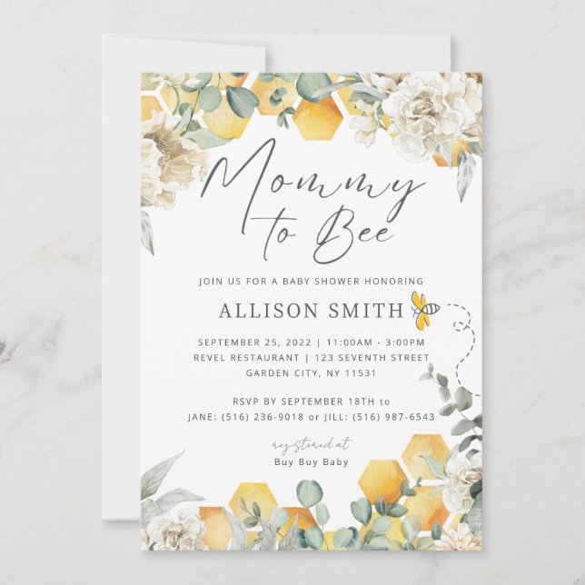 Inbjudan till mamma till Bee Baby Shower (Framsida)