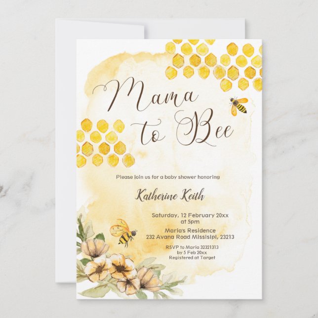 Inbjudan till mamma till Bee Baby Shower (Framsida)