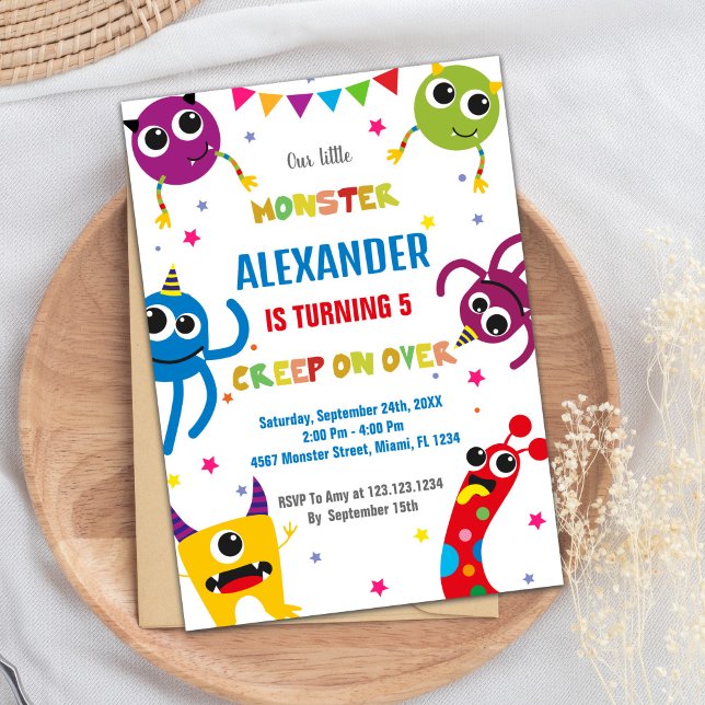 Inbjudan till måndagskorgen Färg (Monster Birthday Invitations Colours)
