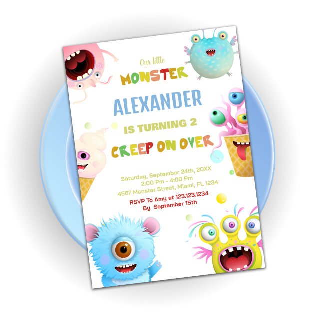 Inbjudan till måndagskväll (Monster Birthday Invitations)