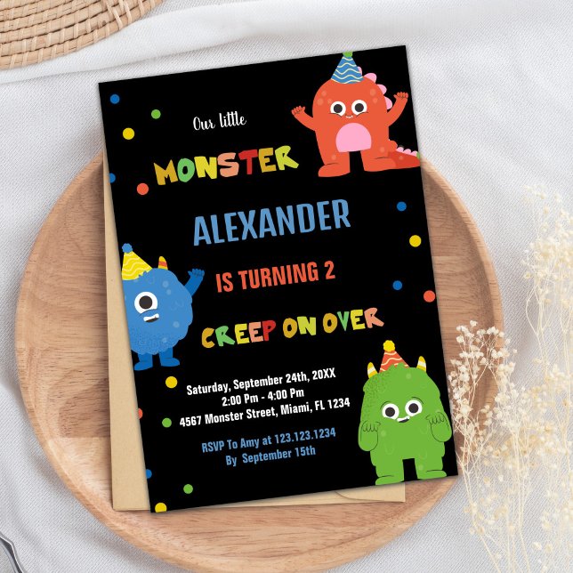 Inbjudan till måndagskväll (Monster Birthday Invitations Colour Ballons)