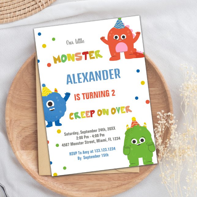 Inbjudan till måndagskväll (Monster Birthday Invitations Colour Ballons)