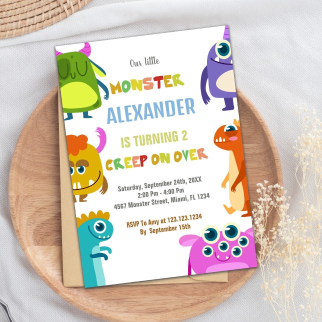 Inbjudan till måndagskväll (Monster Birthday Invitations)