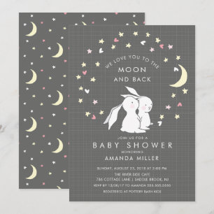 Inbjudan till måne & Back Bunny Baby Shower