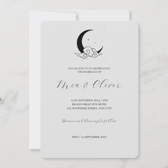 Inbjudan till Måne Cloud Wedding (Framsida)