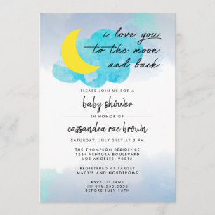 Inbjudan till Måne och Back Baby Shower
