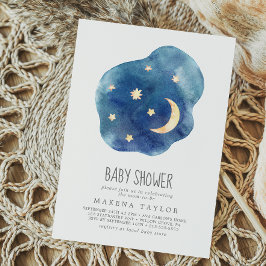 Inbjudan till måne och Stars Boy Baby Shower