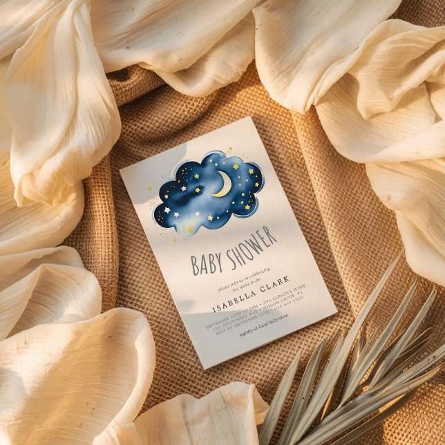 Inbjudan till måne och Stars Boy Baby Shower (Skapare uppladdad)