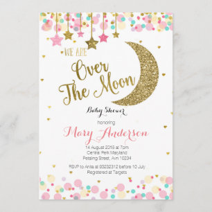 Inbjudan till Måne Rainbow Baby Shower