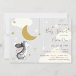 Inbjudan till Måne Star Cloud Bunny Baby Shower
