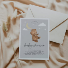 Inbjudan till Måne Stars Bear Baby Shower