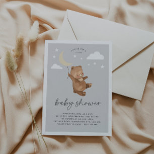 Inbjudan till Måne Stars Bear Baby Shower