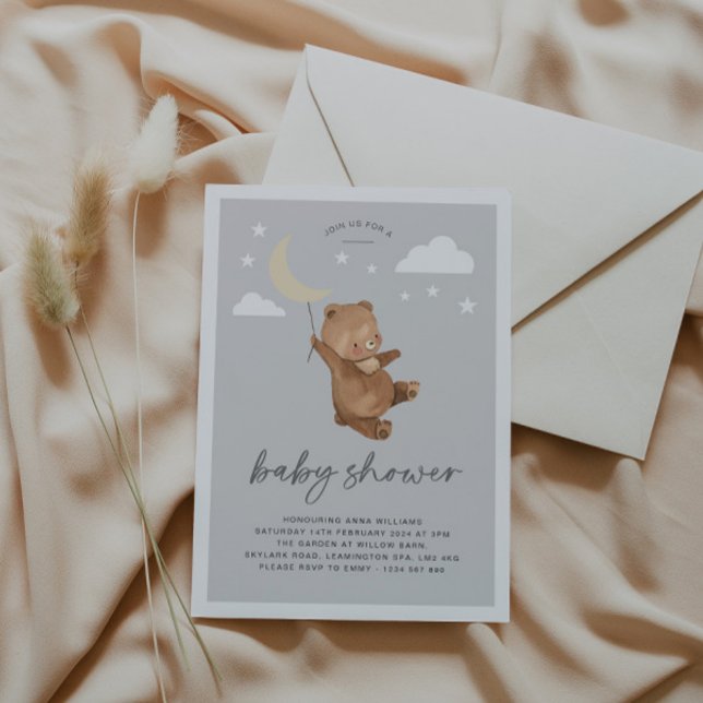 Inbjudan till Måne Stars Bear Baby Shower (Skapare uppladdad)