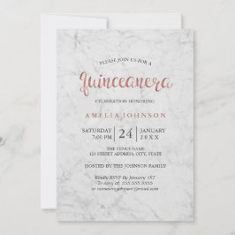 Inbjudan till Marble Faux Ro Guld Quinceanera