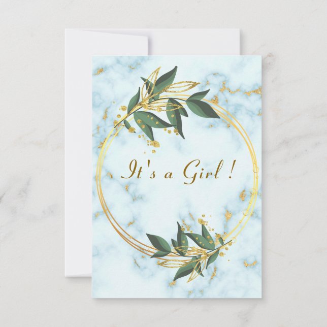 Inbjudan till Marble Guld QR-kod Flicka Shower (Baksida)