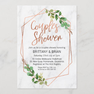 Inbjudan till Marble Line Art Greenery Par Shower