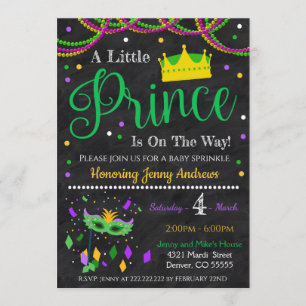 Inbjudan till Mardi Gras Boy Baby Shower