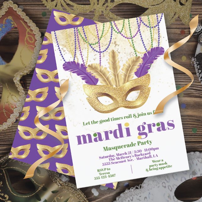 Inbjudan till Mardi Gras Guld Masquupperaparty (Skapare uppladdad)