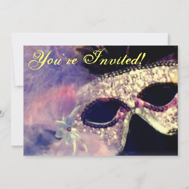 Inbjudan till Mardi Gras Mask (Framsida)