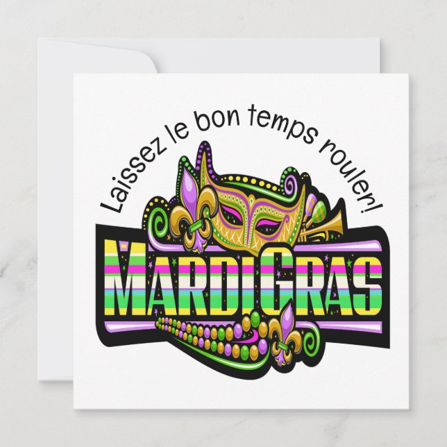 Inbjudan till Mardi Gras Masqueraparty (Framsida)
