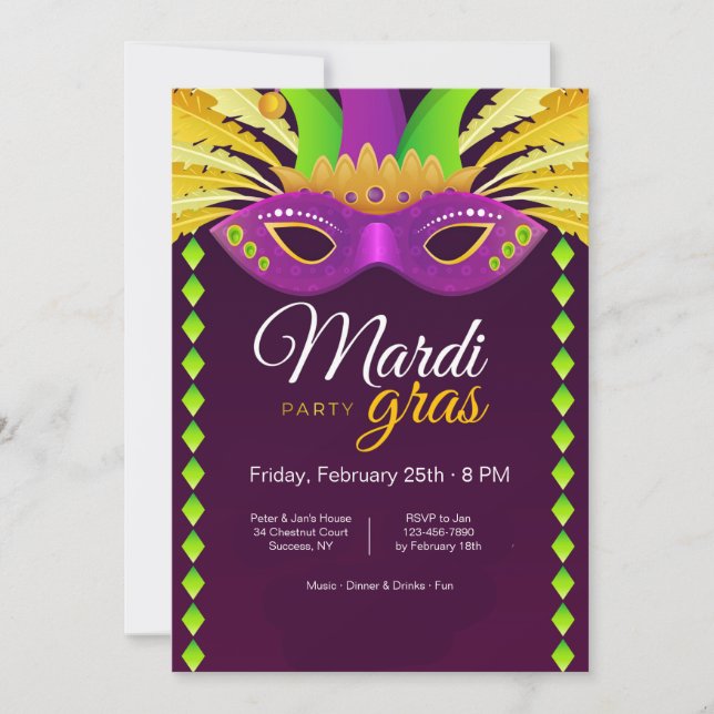 Inbjudan till Mardi Gras Party (Framsida)