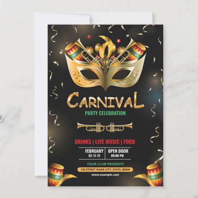 Inbjudan till Mardi Gras Party (Framsida)