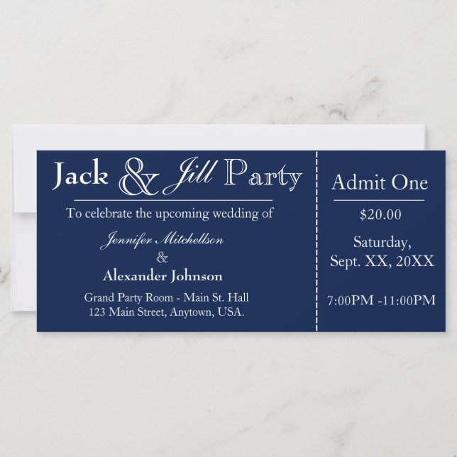 Inbjudan till marin blå Jack och jill Shower Bilje (Framsida)