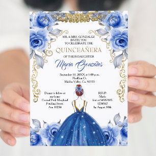 Inbjudan till marin blå Quinceanera