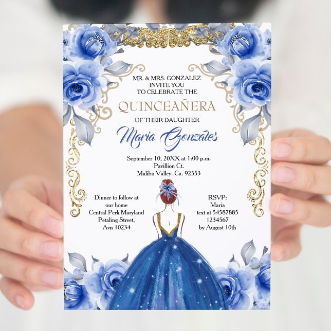 Inbjudan till marin blå Quinceanera (Skapare uppladdad)