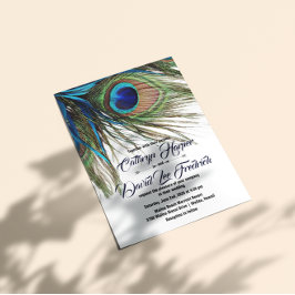 Inbjudan till marinturkos Peacock Feather Boho Wed