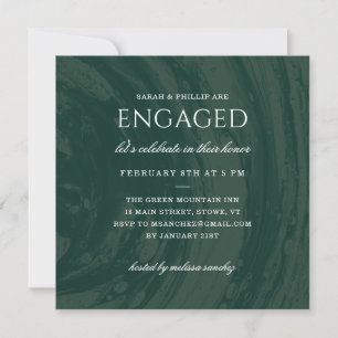 Inbjudan till marmorerad Förlovningsfest - Grönt
